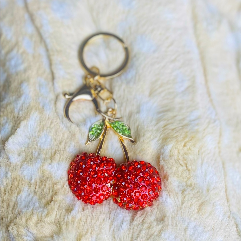 Elle Cherries Rhinestone Purse Charm